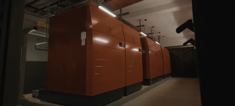 La chaufferie avec les chaudières à gaz Hoval UltraGas 2 D